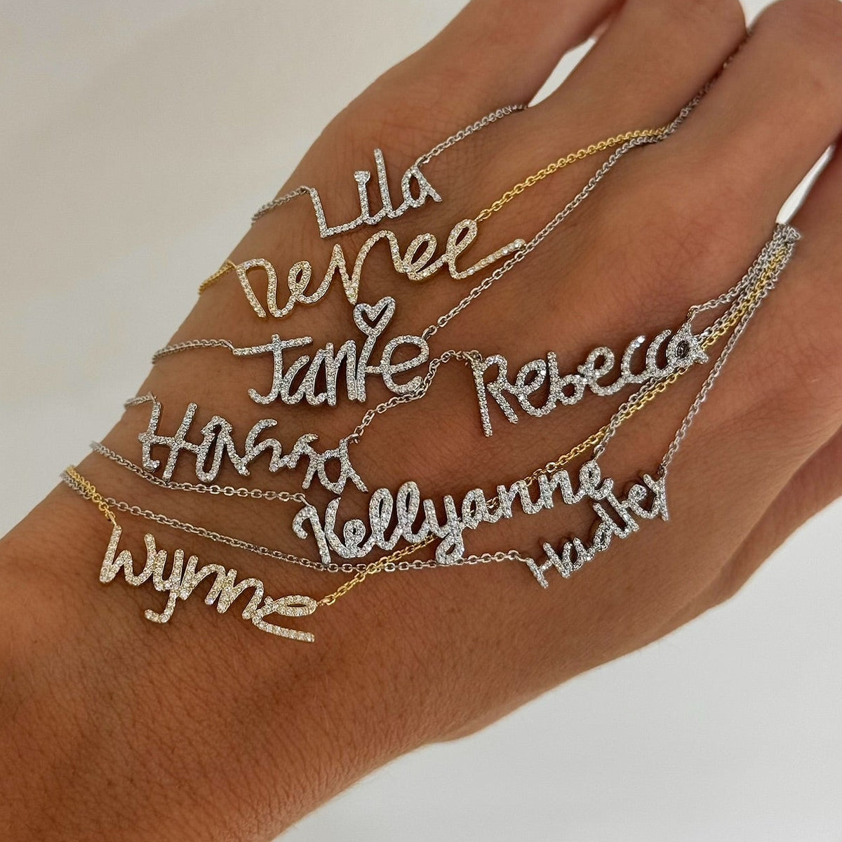 Custom Handwritten Diamond Name Necklace