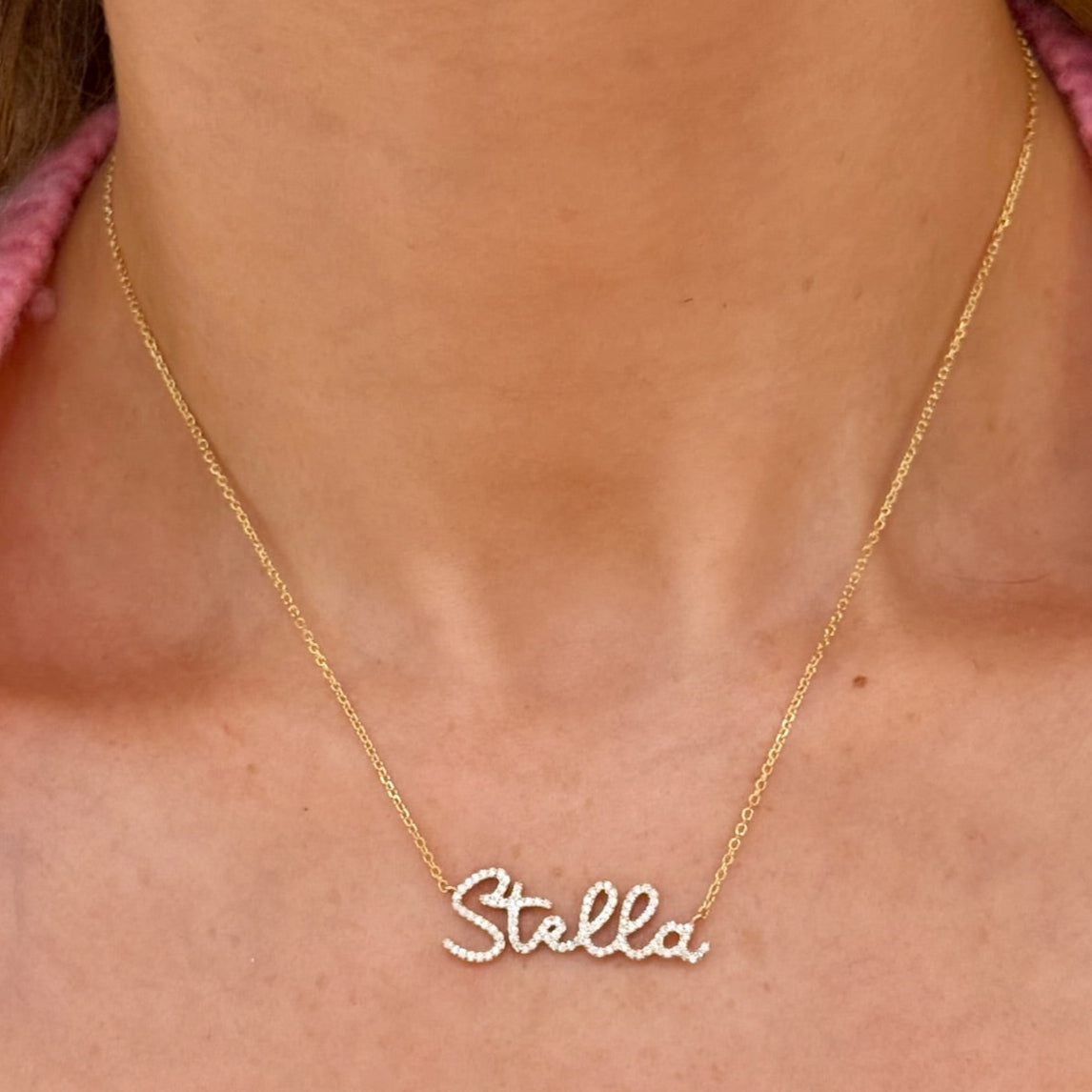 Custom Handwritten Diamond Name Necklace