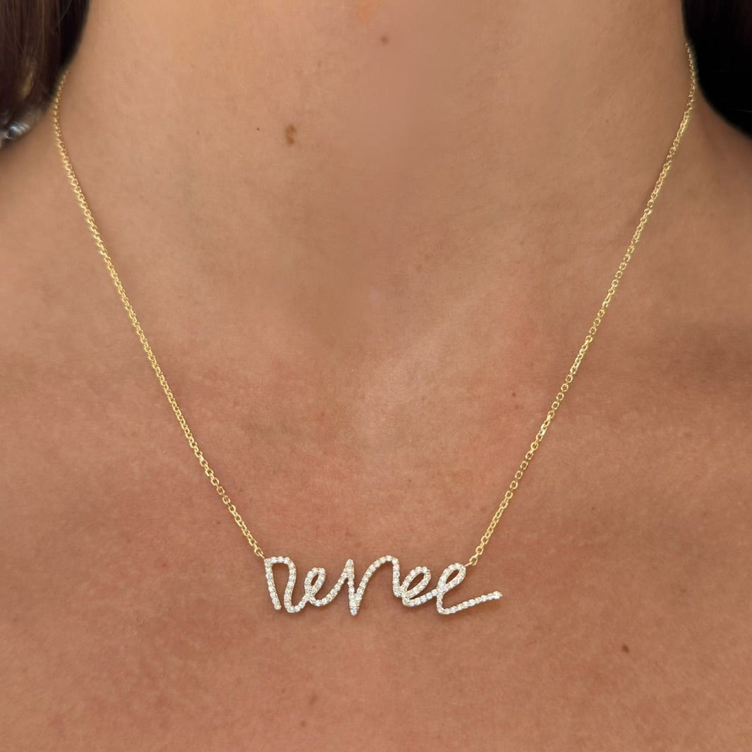 Custom Handwritten Diamond Name Necklace
