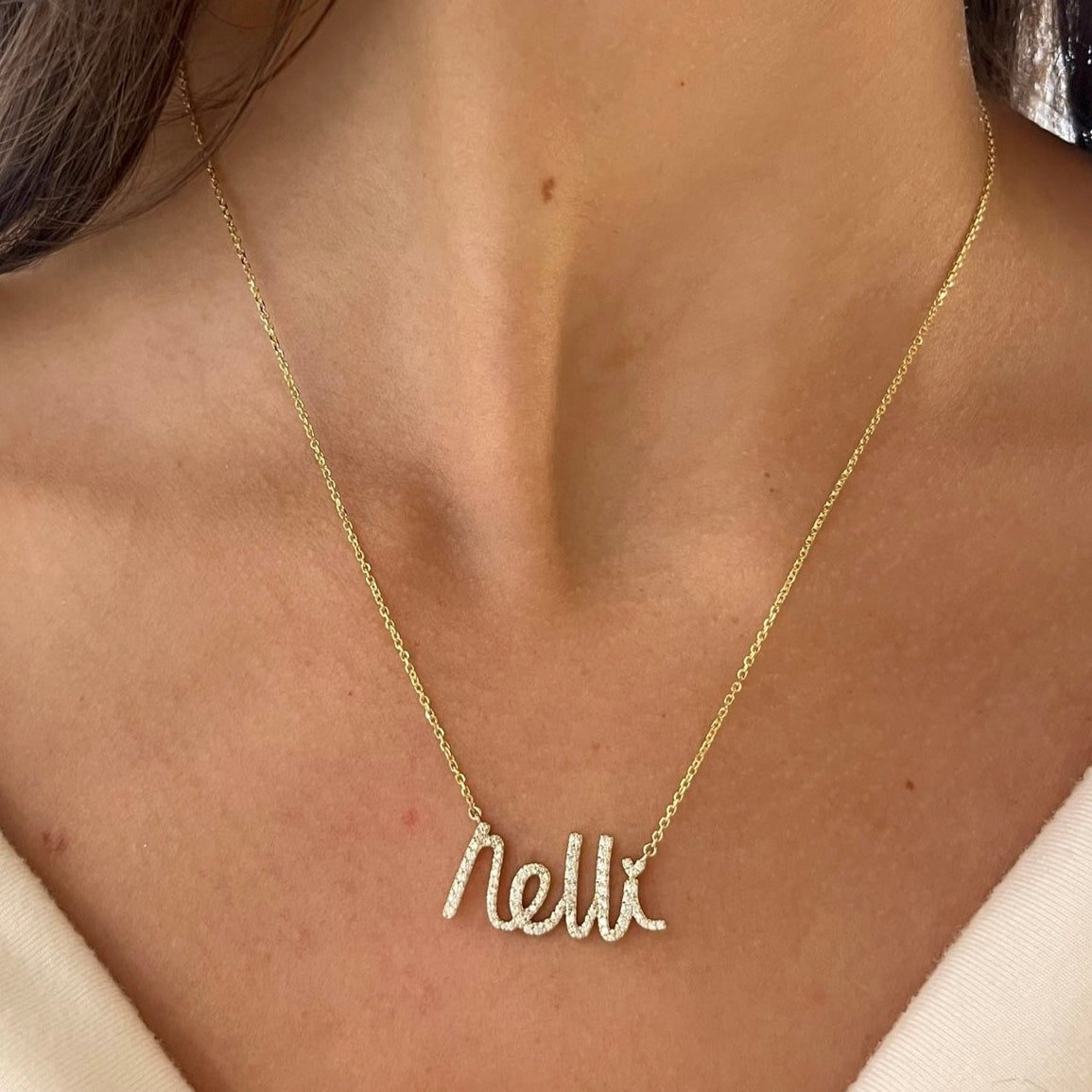 Custom Handwritten Diamond Name Necklace