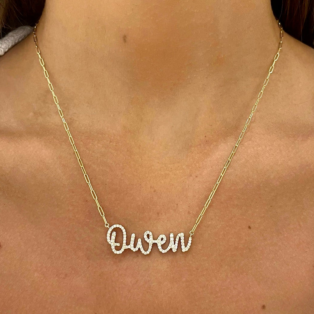 Custom Handwritten Diamond Name Necklace