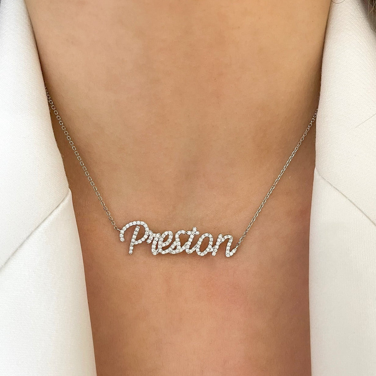 Custom Handwritten Diamond Name Necklace