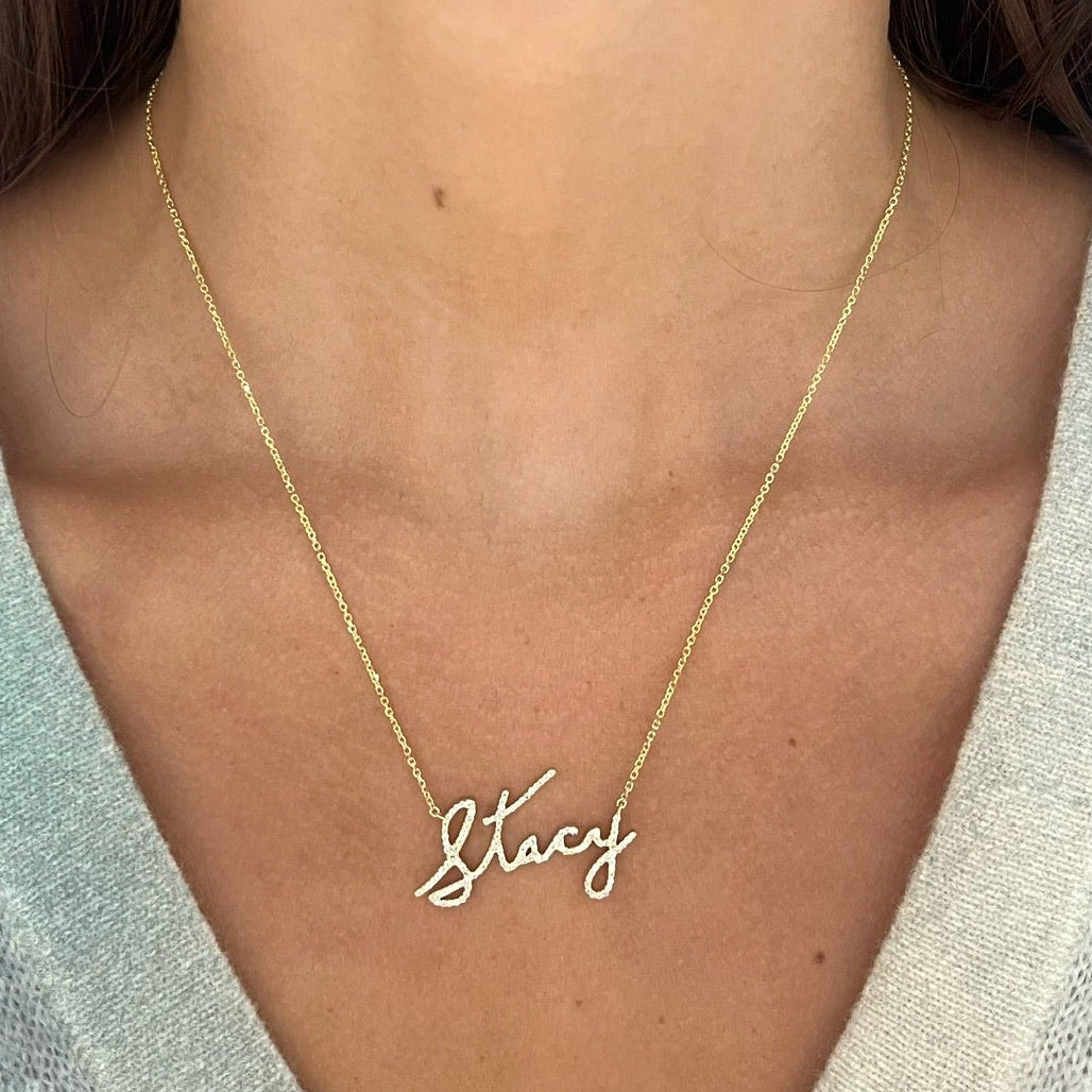 Custom Handwritten Diamond Name Necklace