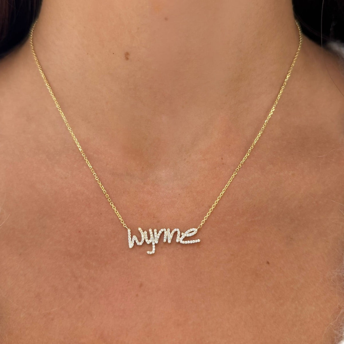 Custom Handwritten Diamond Name Necklace