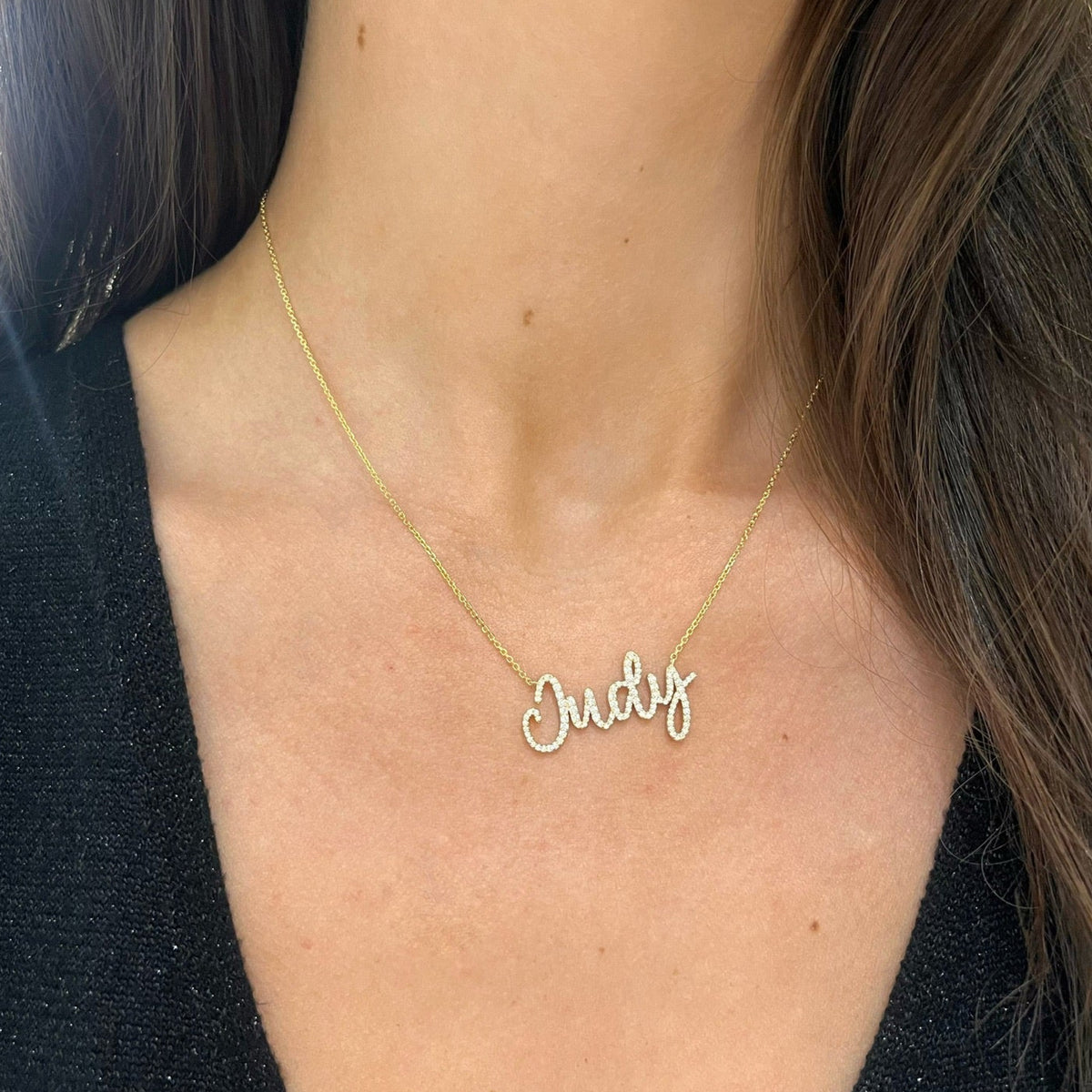 Custom Handwritten Diamond Name Necklace