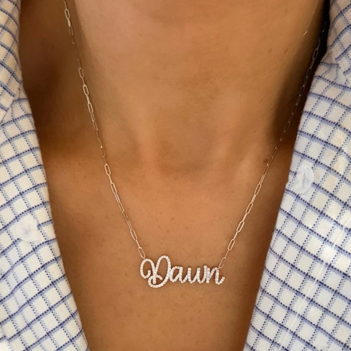 Custom Handwritten Diamond Name Necklace