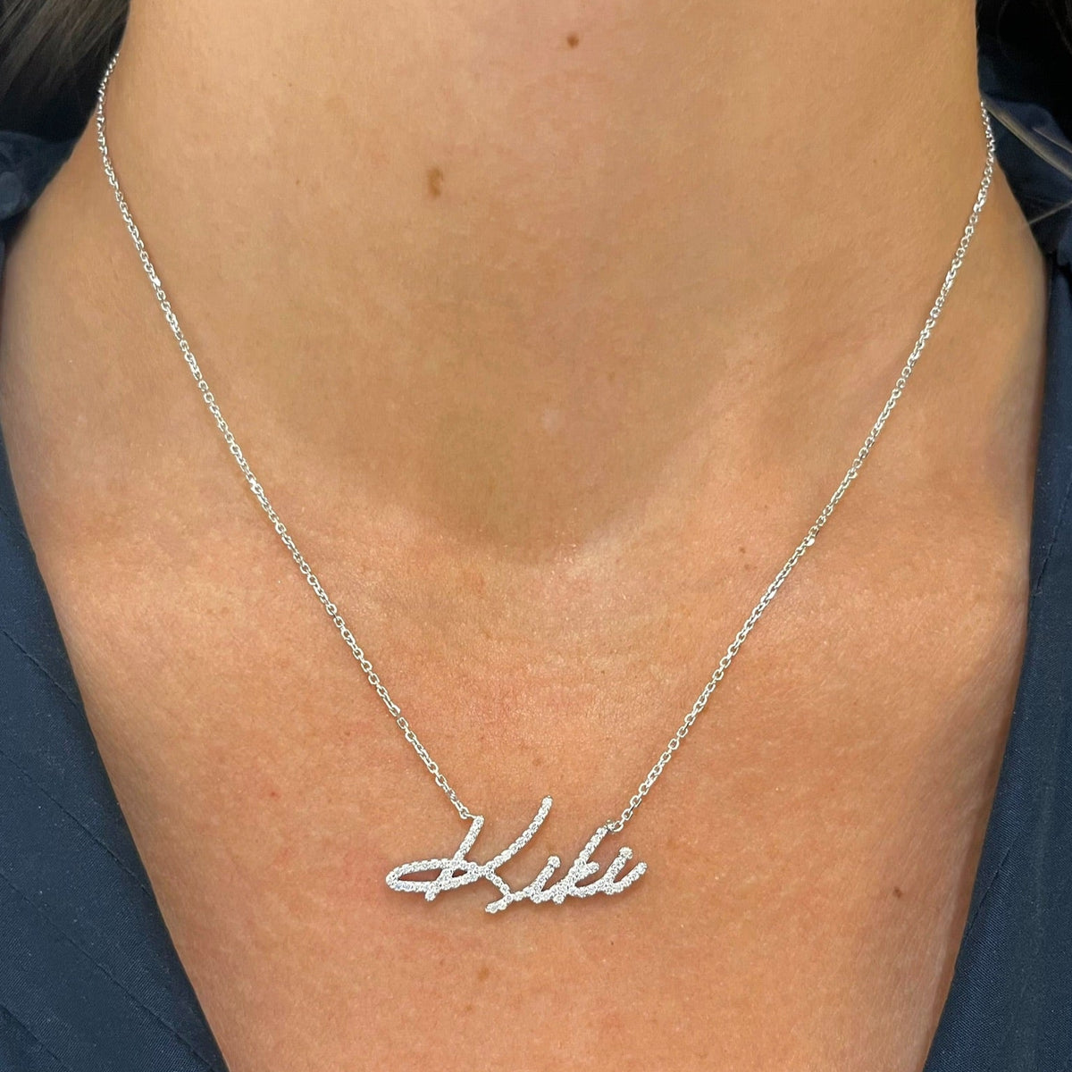 Custom Handwritten Diamond Name Necklace