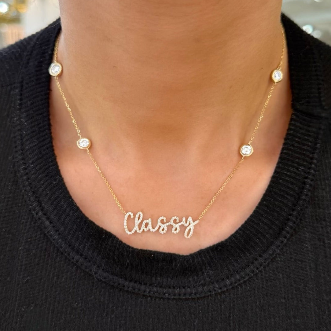 Custom Handwritten Diamond Name Necklace