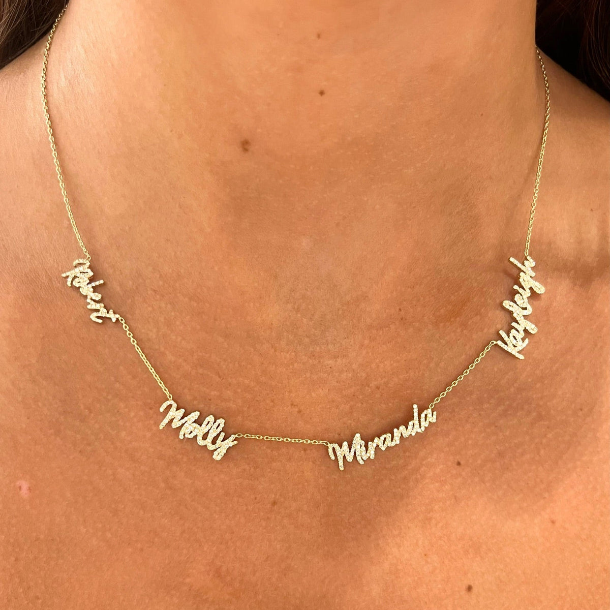 Custom Multiple Diamond Name Necklace