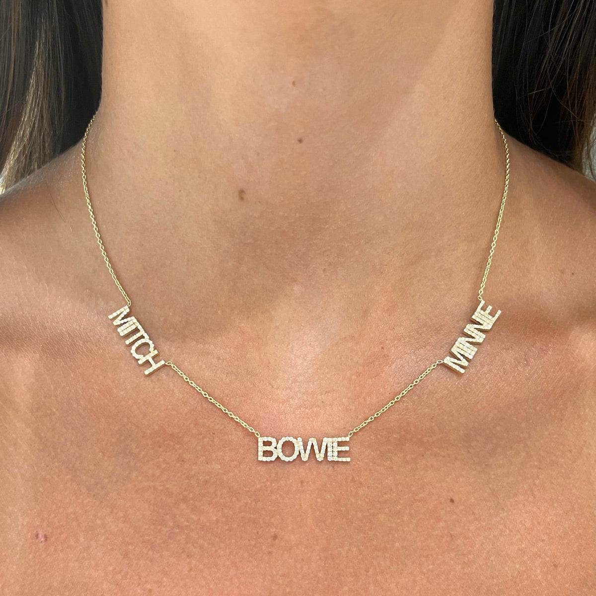 Custom Multiple Diamond Name Necklace