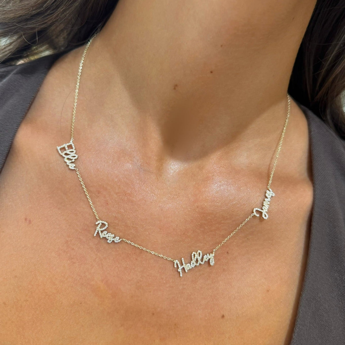 Custom Multiple Diamond Name Necklace