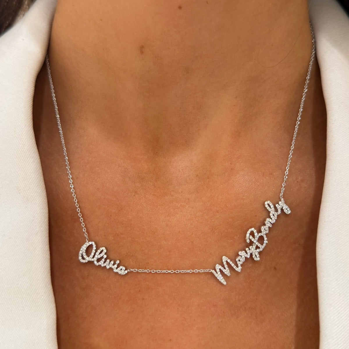 Custom Multiple Diamond Name Necklace