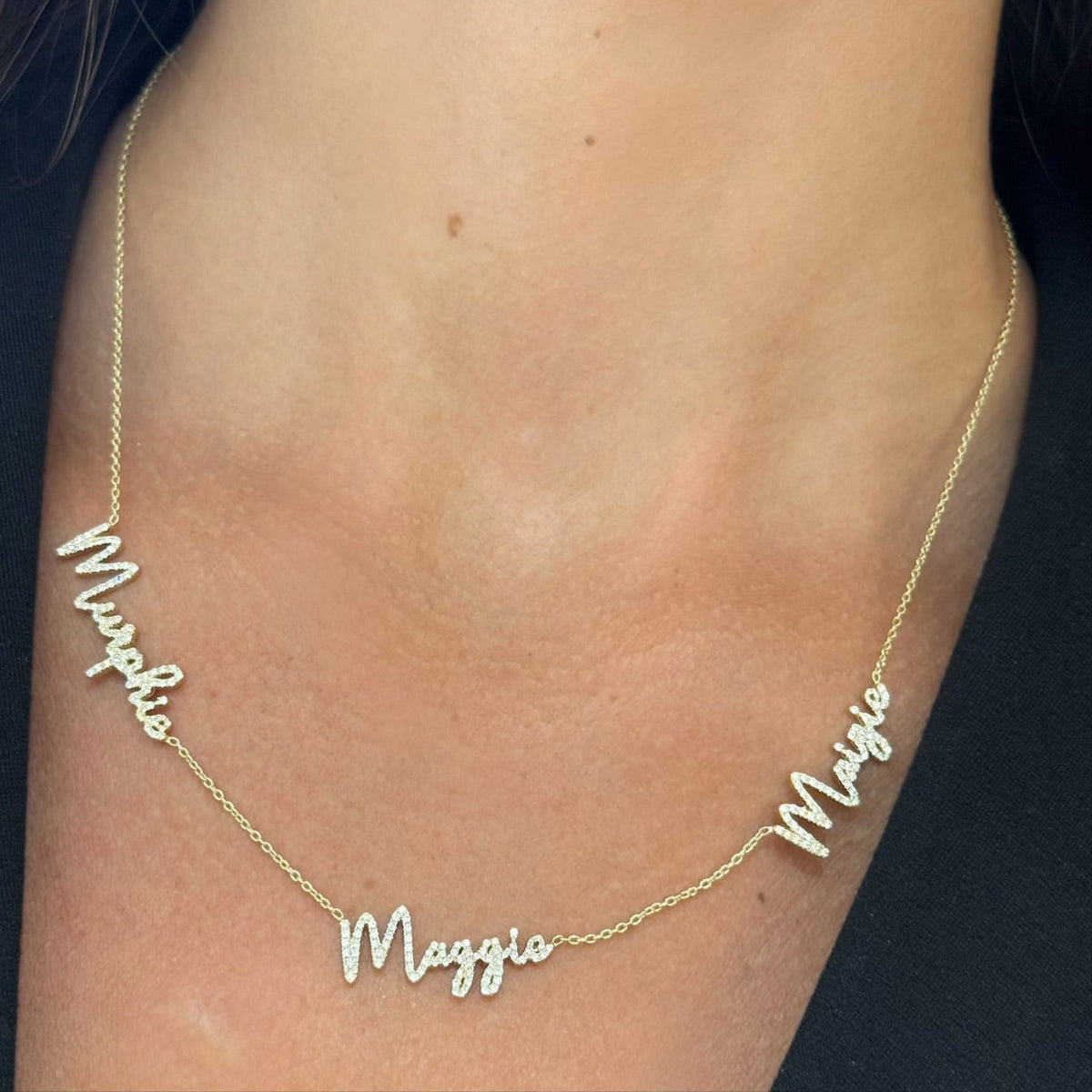 Custom Multiple Diamond Name Necklace