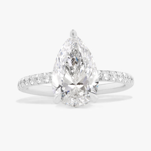 3.00ct Pear Lab Grown Diamond In a Solitaire With Pavé