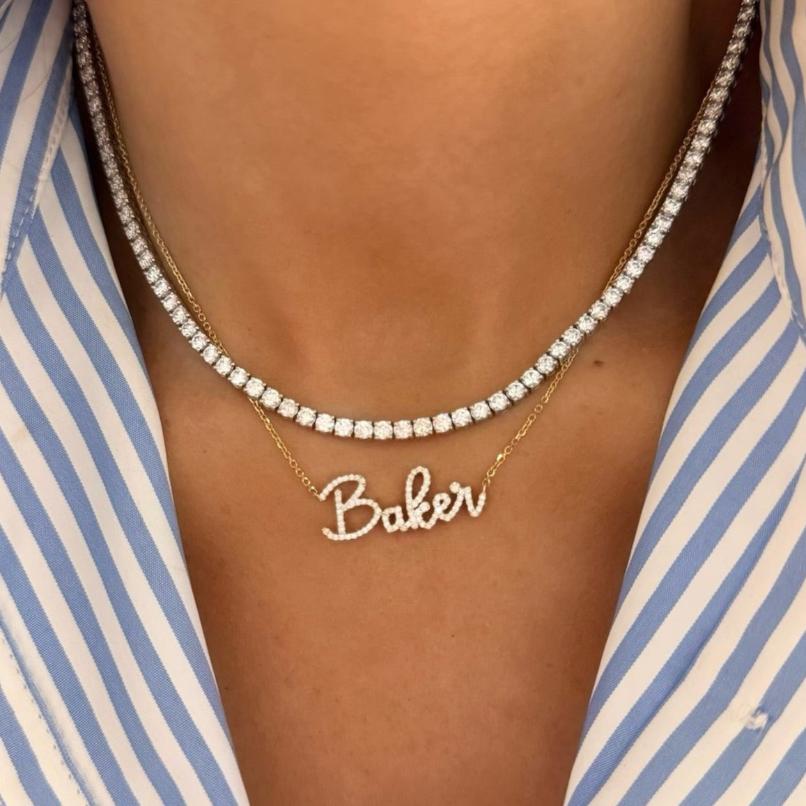Custom Handwritten Diamond Name Necklace