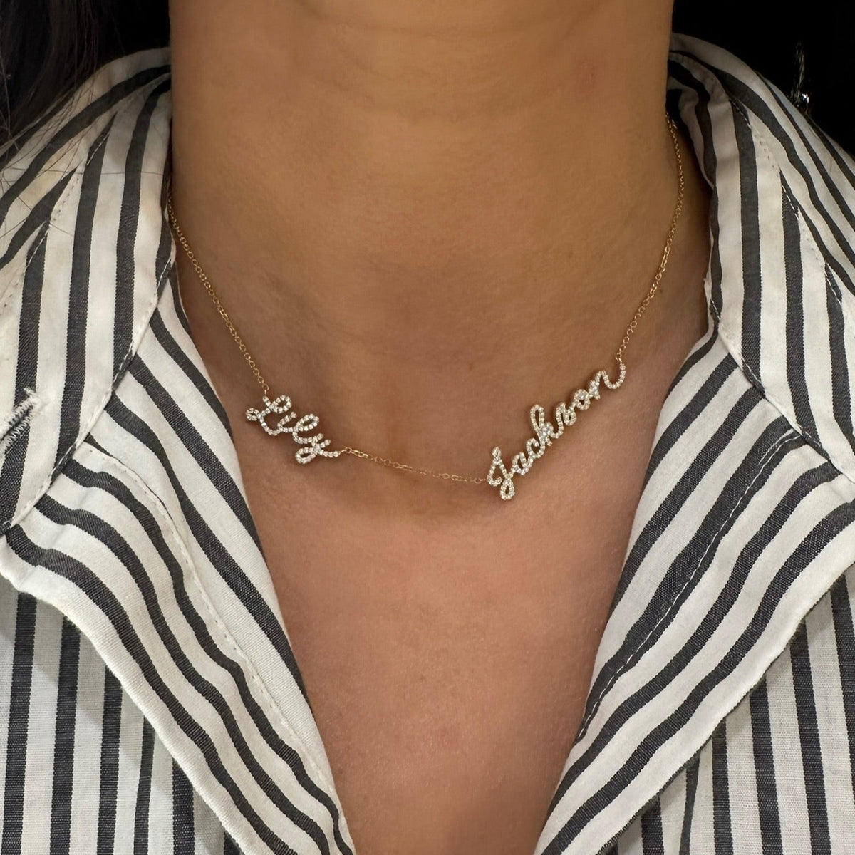 Custom Multiple Diamond Name Necklace