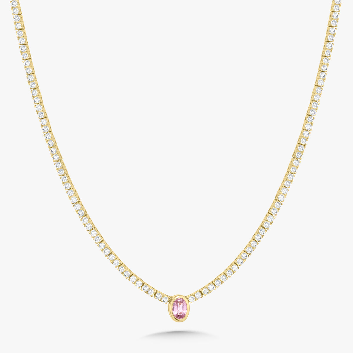 Davis Diamond Tennis Necklace with Removable Pink Sapphire Oval Lariat 4.90 ctw