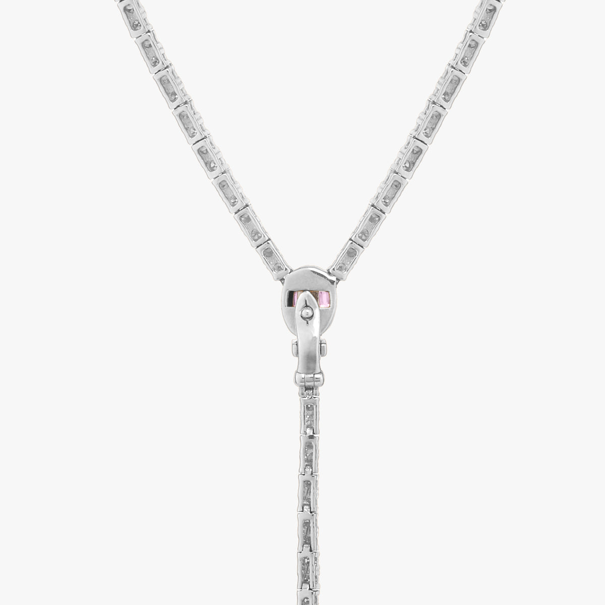 Davis Diamond Tennis Necklace with Removable Pink Sapphire Oval Lariat 4.90 ctw