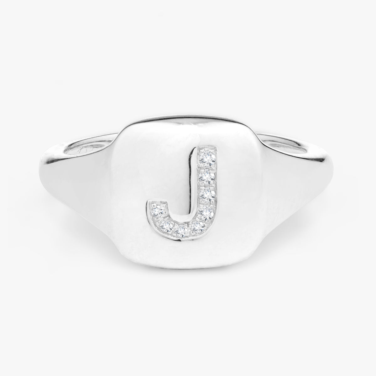 Dainty Diamond Initial Signet Ring