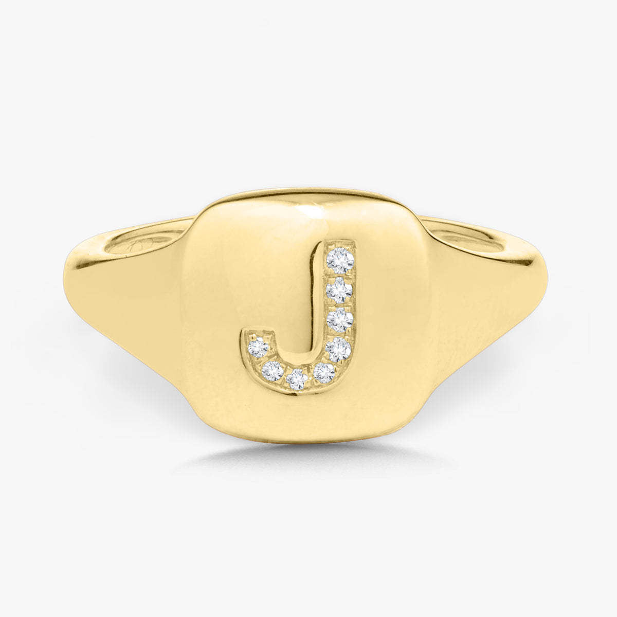 Dainty Diamond Initial Signet Ring