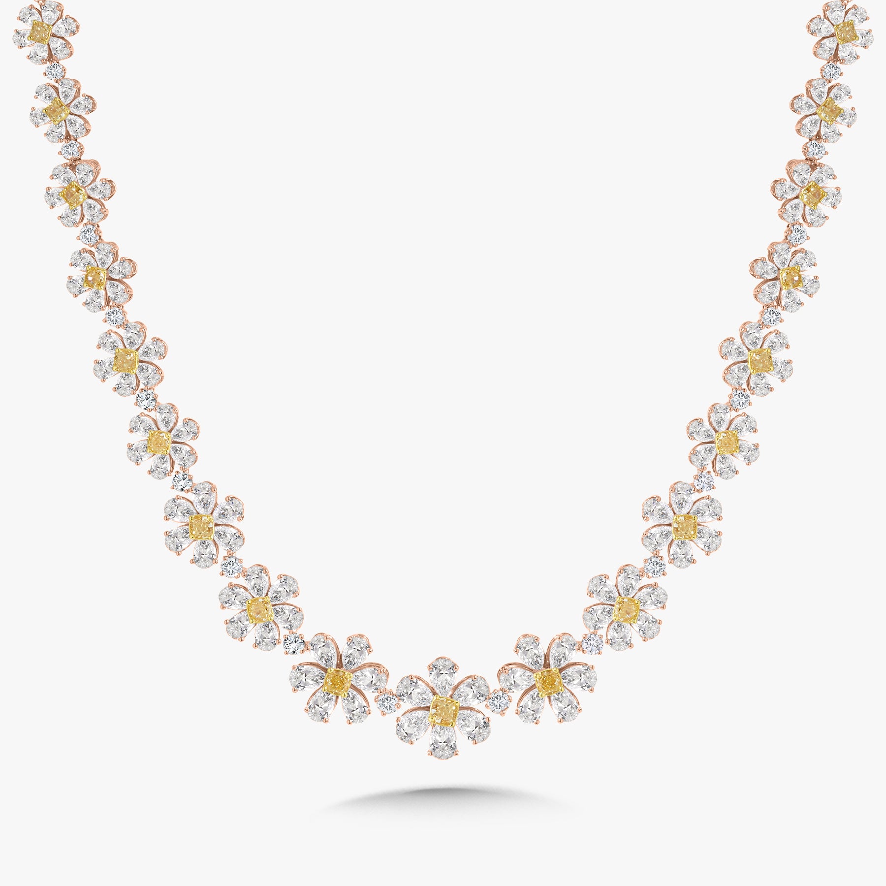 Daisy Fancy Yellow Graduated Flower Necklace 35.23 ctw – RWFJ