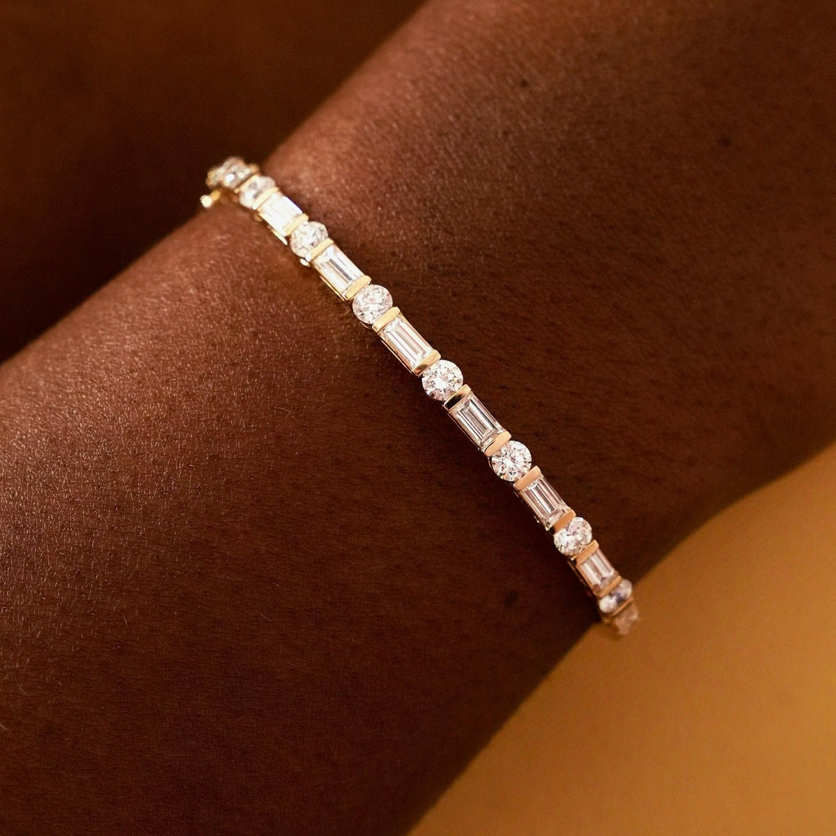 Daisy Baguette & Round Alternating Diamond Bangle 3.35 ctw