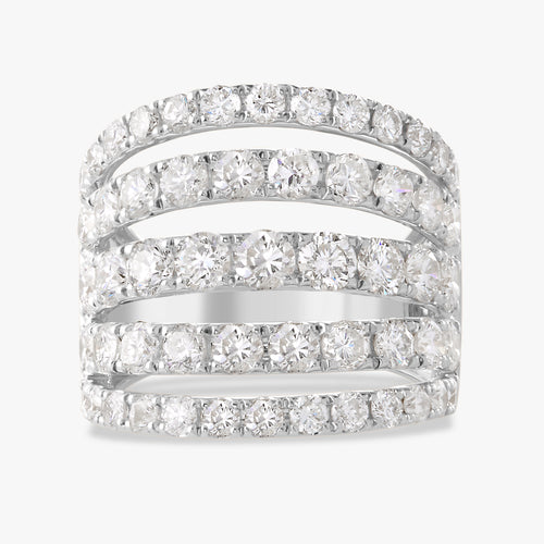 Fan Multi Strand Diamond Ring 3.60 ctw
