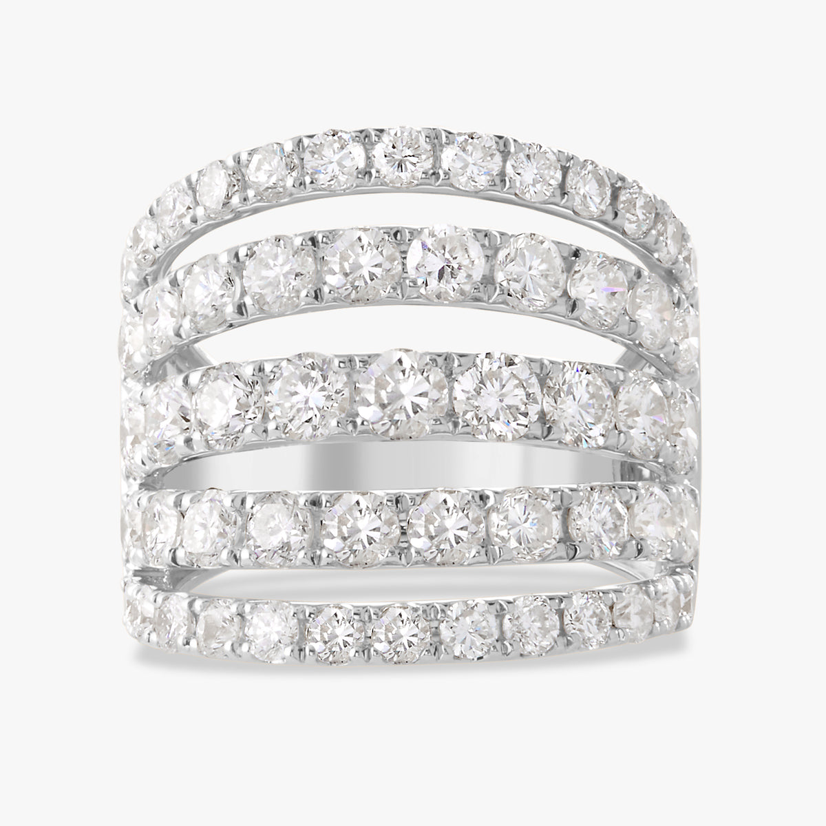Fan Multi Strand Diamond Ring 3.60 ctw