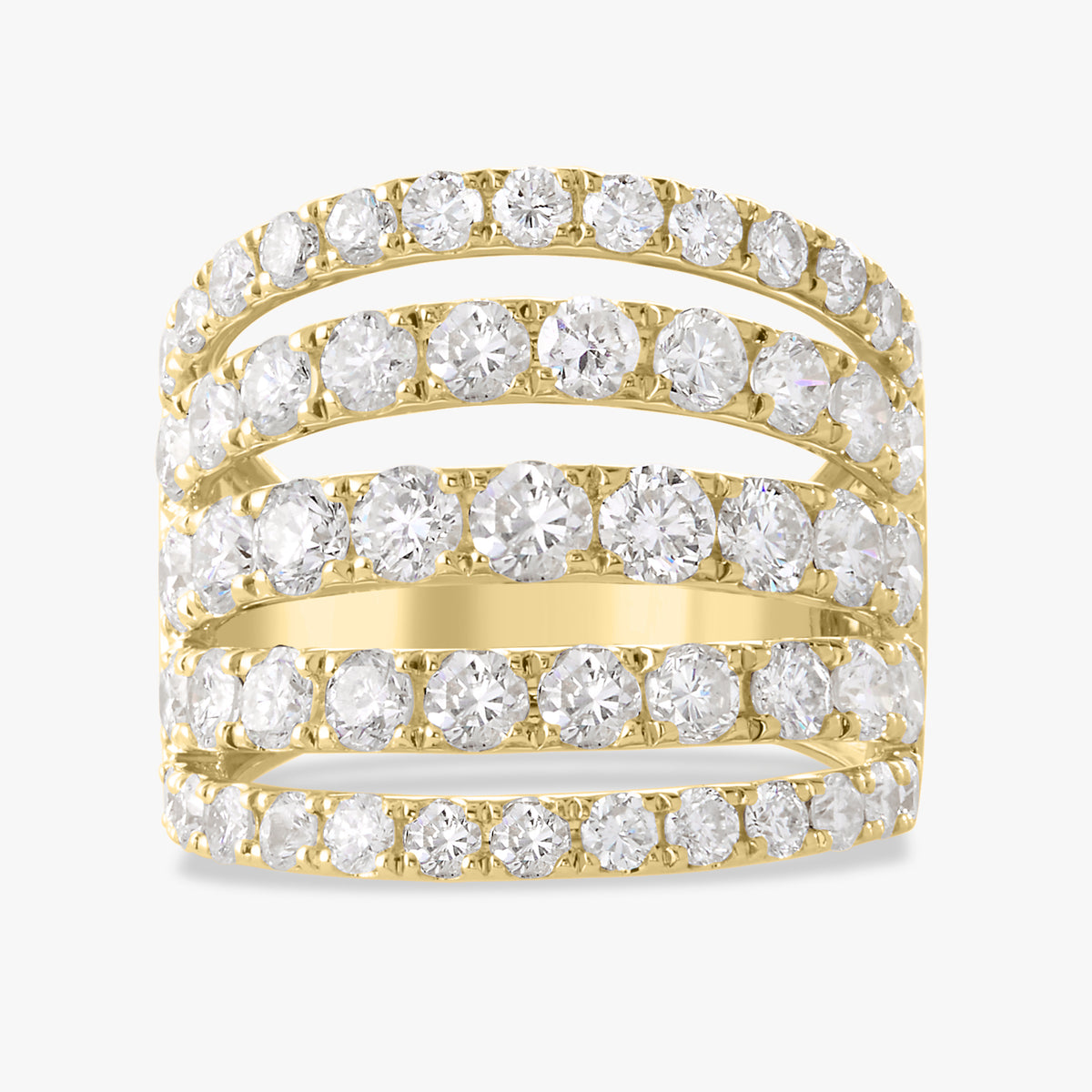 Fan Multi Strand Diamond Ring 3.60 ctw