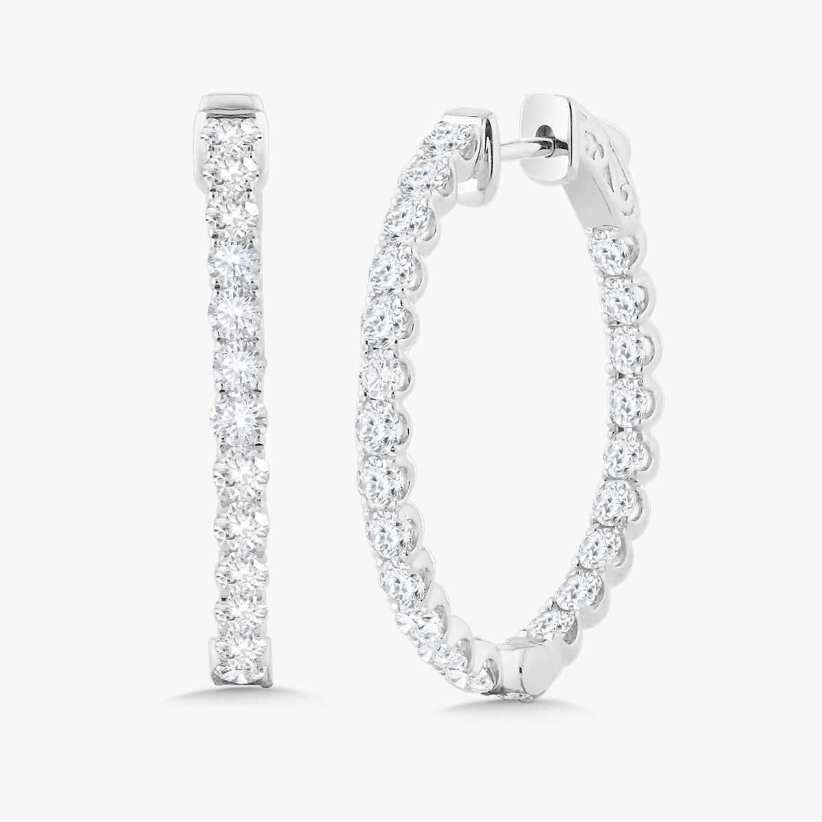 Deb Double Sided Diamond Oval Hoop Earrings 2.50 ctw