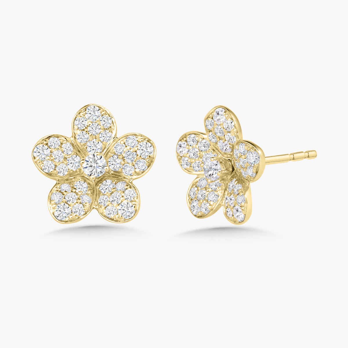 Mini Magnolia Pave Diamond Flower Stud Earrings 0.86 ctw