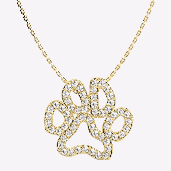 Engravable Name Heart in Paw Print Bar Pet Necklace in 14K White, Yellow or  Rose Gold (2 Lines) | Zales Outlet