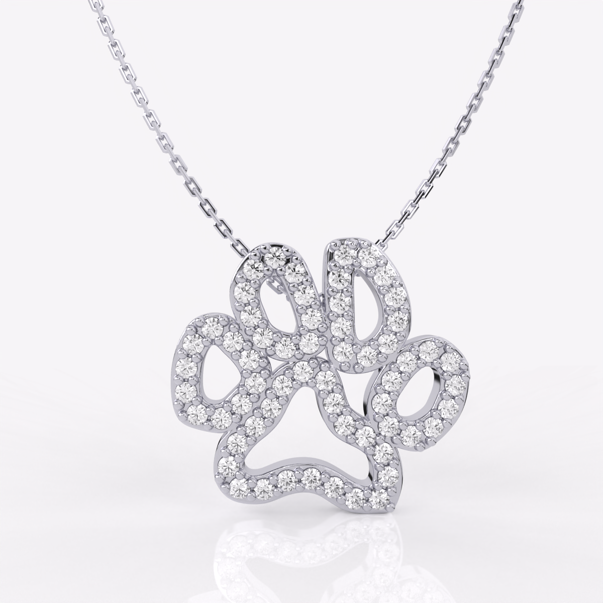 Custom Diamond Paw Print Necklace RWFJ
