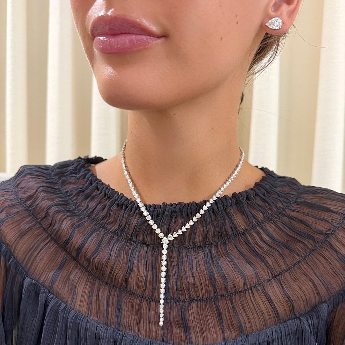 Diamond Hearts & Rounds Lariat Necklace 24.05 ctw
