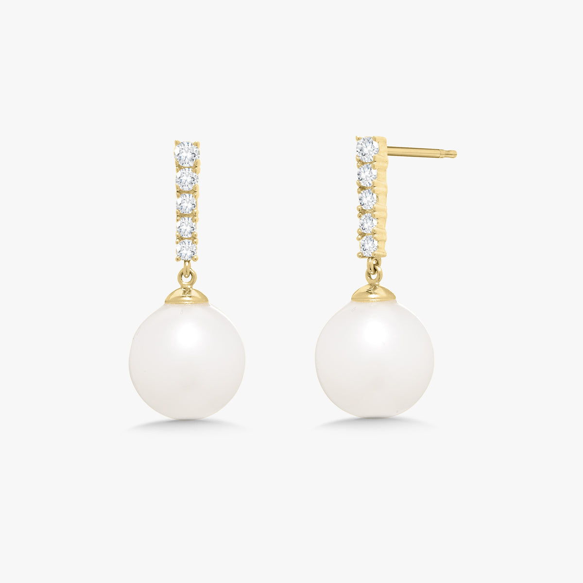 Dominique Diamond Bar with Pearl Dangle Stud Earrings