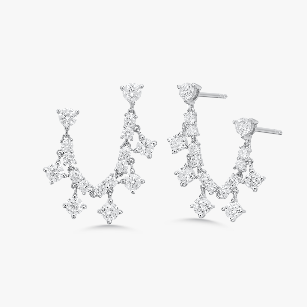 Rhode Round Drops Double Piercing Diamond Stud Earrings 1.76 ctw