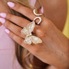Acadia Asscher Cut Diamond Butterfly Cocktail Ring, Double Swirl Crossover Diamond Ring