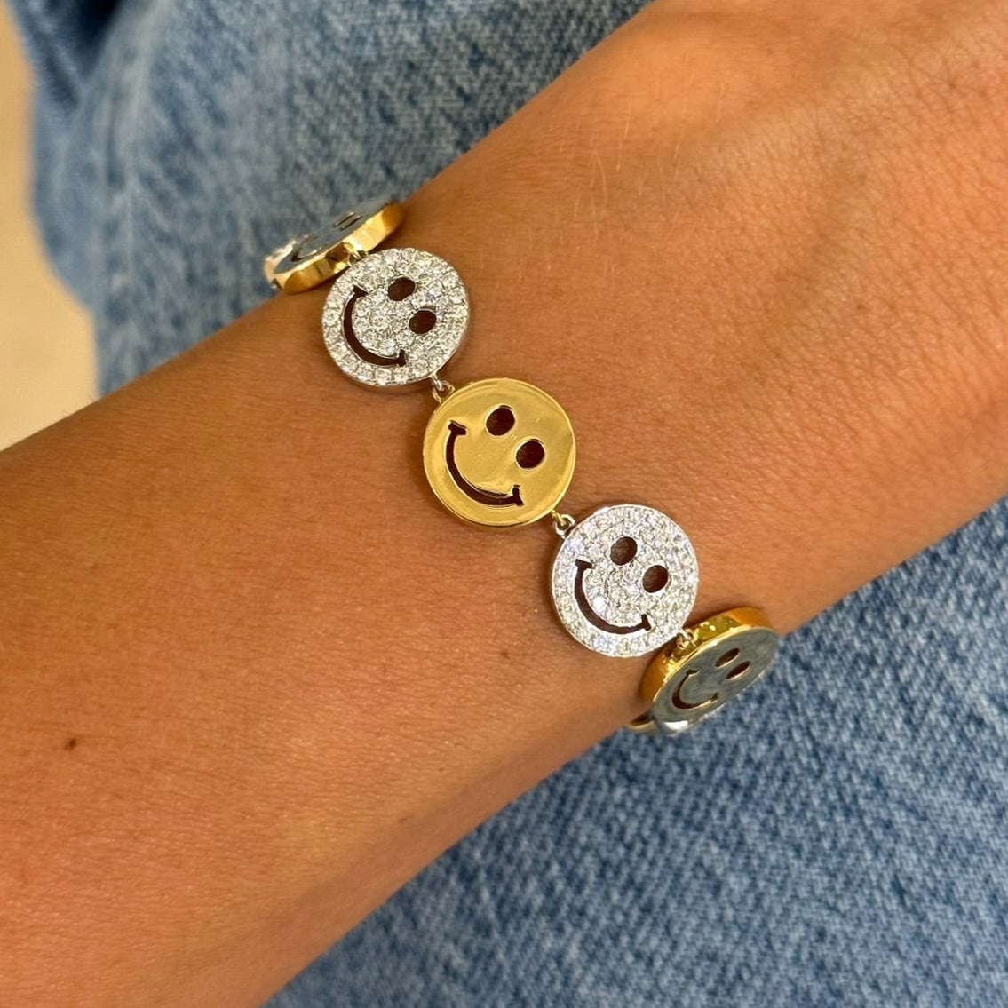 Drew Smiley Pave & Gold Alternating Bracelet