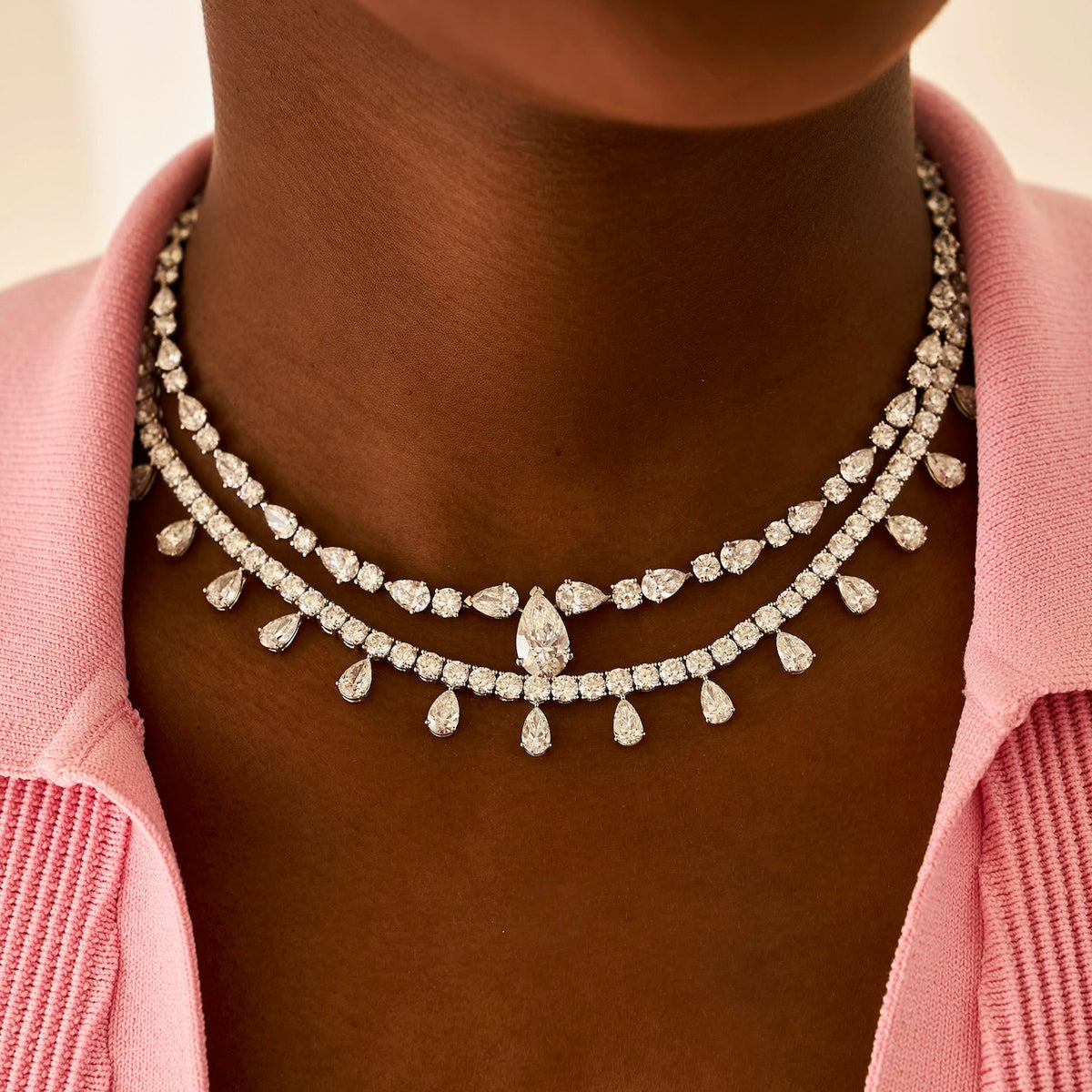 Drops of Jupiter Pear Drop Tennis Necklace 33 ctw