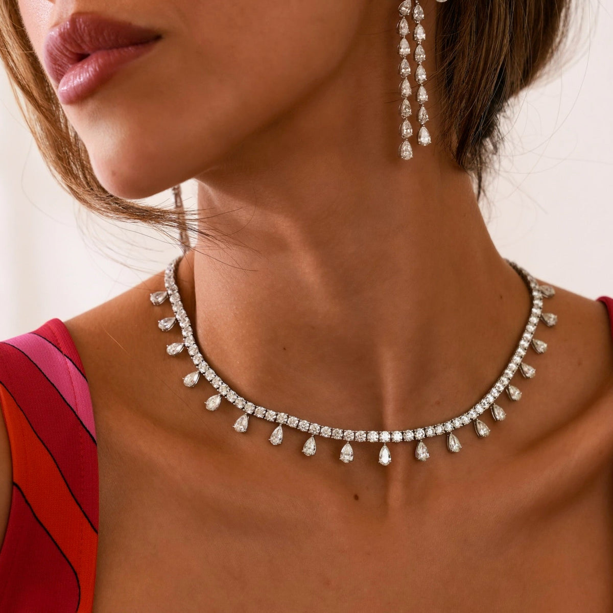 Drops of Jupiter Pear Drop Tennis Necklace 33 ctw