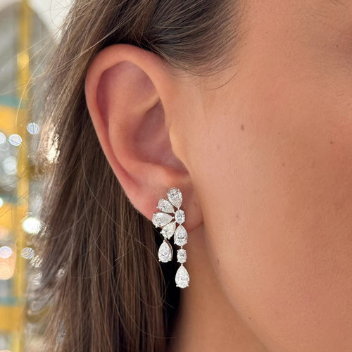 Duchess Pear & Oval Diamond Dangle Earrings 6.82 ctw