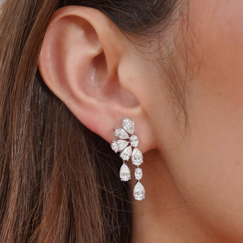 Duchess Pear & Oval Diamond Dangle Earrings 6.82 ctw
