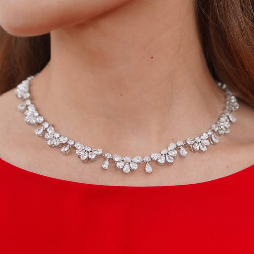 Duchess Pear & Oval Diamond Tennis Necklace 34.94 ctw