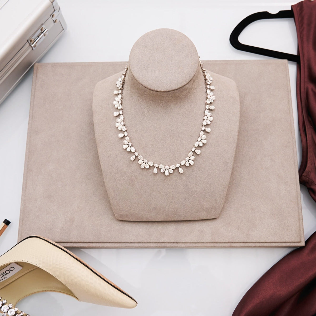  Duchess Pear & Oval Diamond Tennis Necklace 34.94
