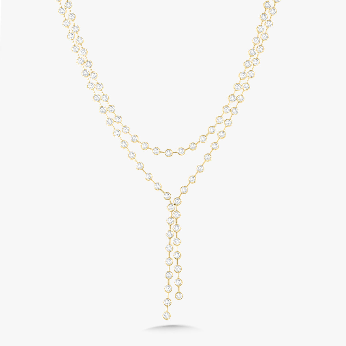 Dutton Two Strand Bezeled Diamond Lariat 18.82 ctw