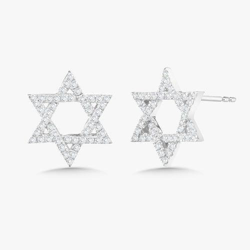 Star of David Diamond Stud Earrings