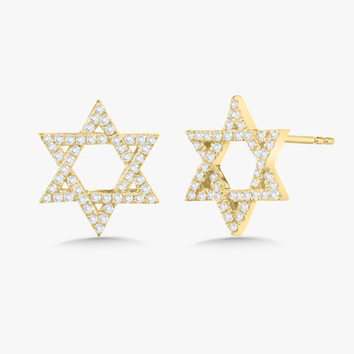 Star of David Diamond Stud Earrings