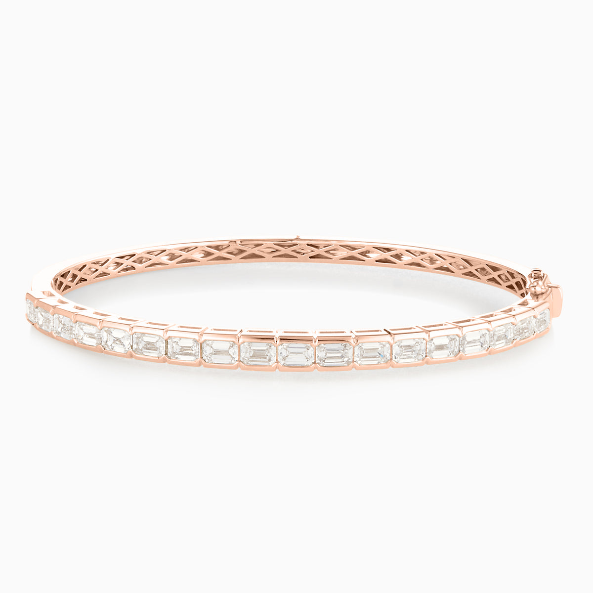 Noa Emerald Cut Bezeled Diamond Bangle Bracelet 3.75 ctw