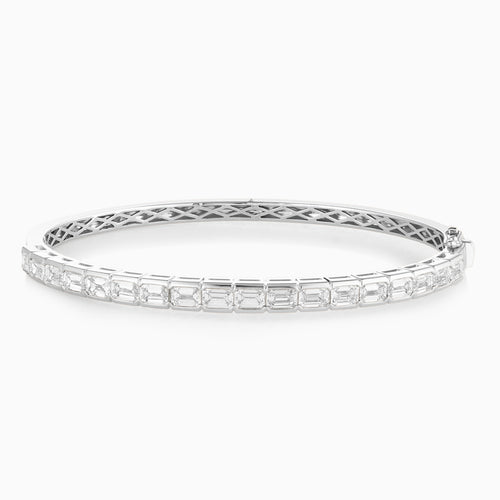 Noa Emerald Cut Bezeled Diamond Bangle Bracelet 3.75 ctw