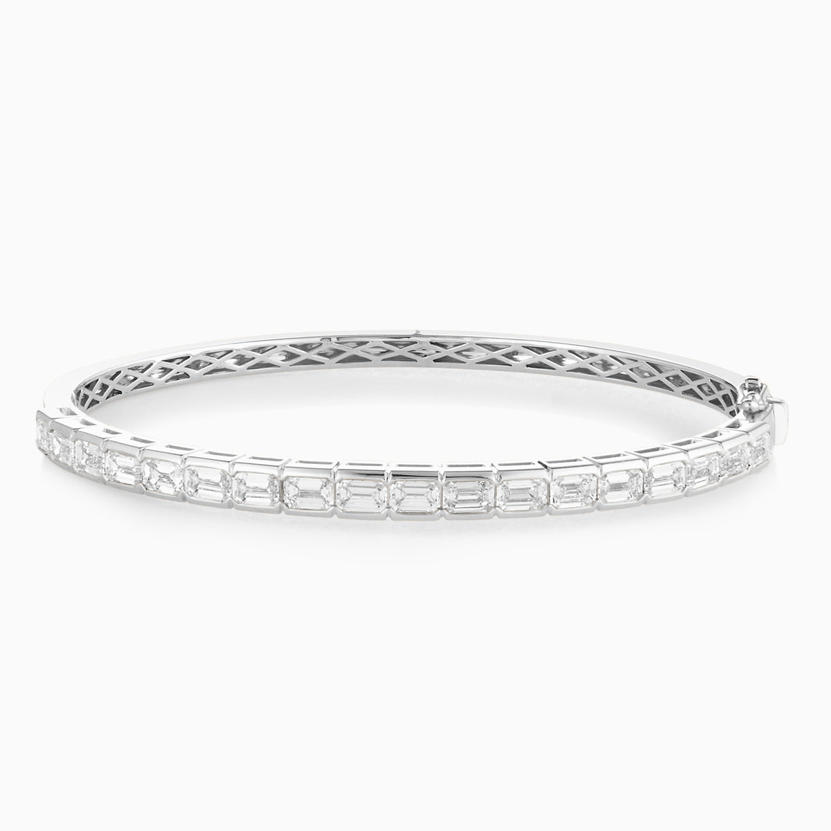 Noa Emerald Cut Bezeled Diamond Bangle Bracelet 3.75 ctw